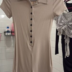 Ribbed Button-Down Romper